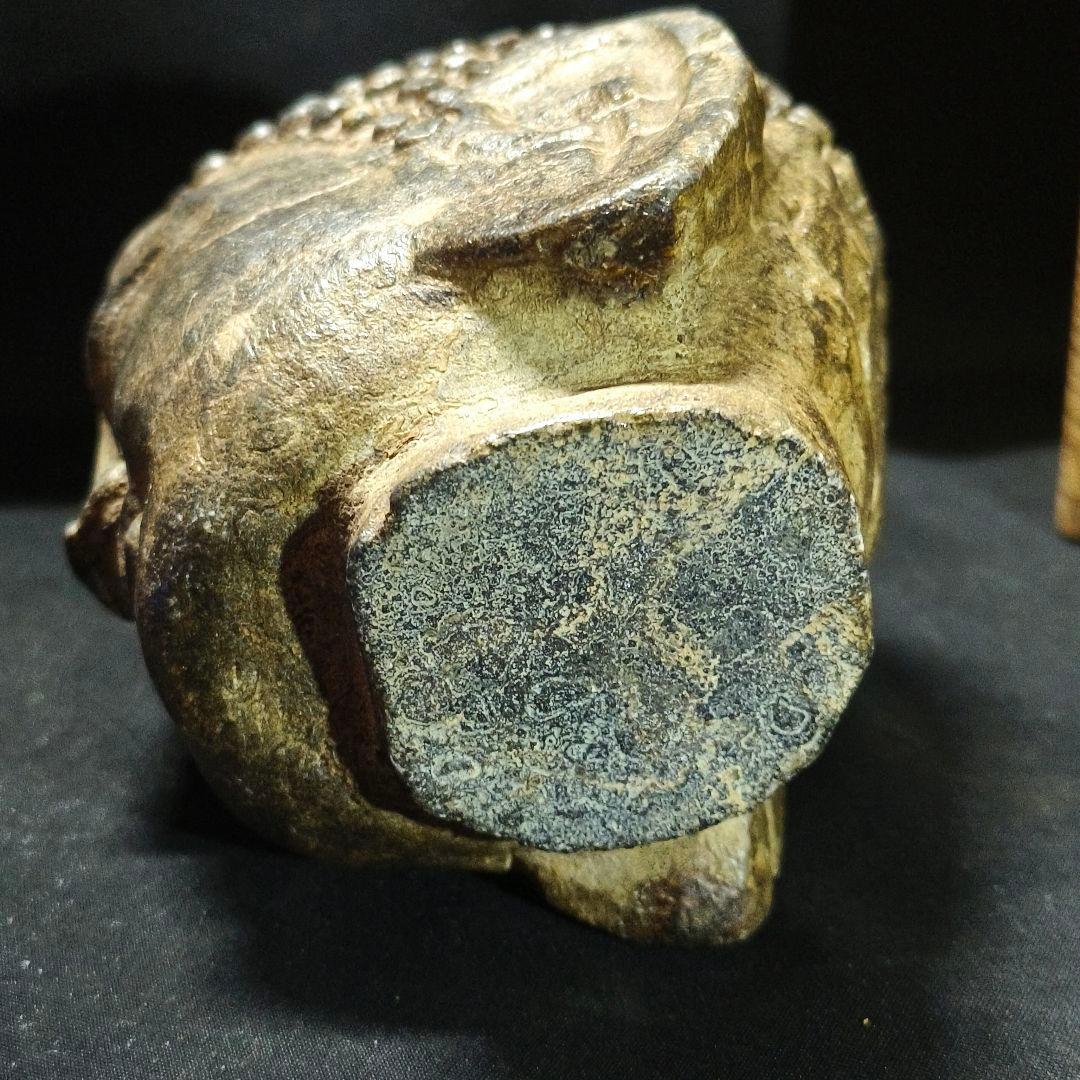 中国仏教美術 佛頭 天然石 手彫り骨董 アンティーク 石窟発掘 蒐集家放出極上品