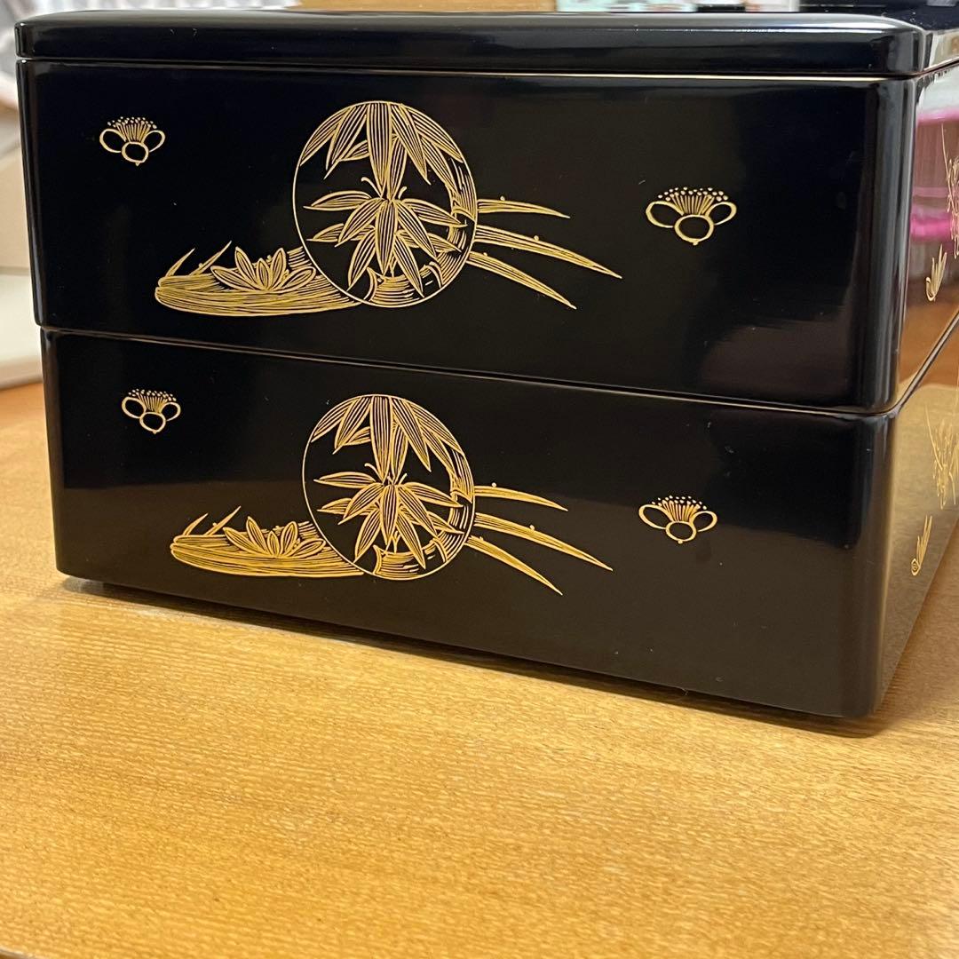 【桐箱付き】美品　輪島塗　2段重　輪島漆器　お重箱　伝統工芸品　骨董品　高級漆器