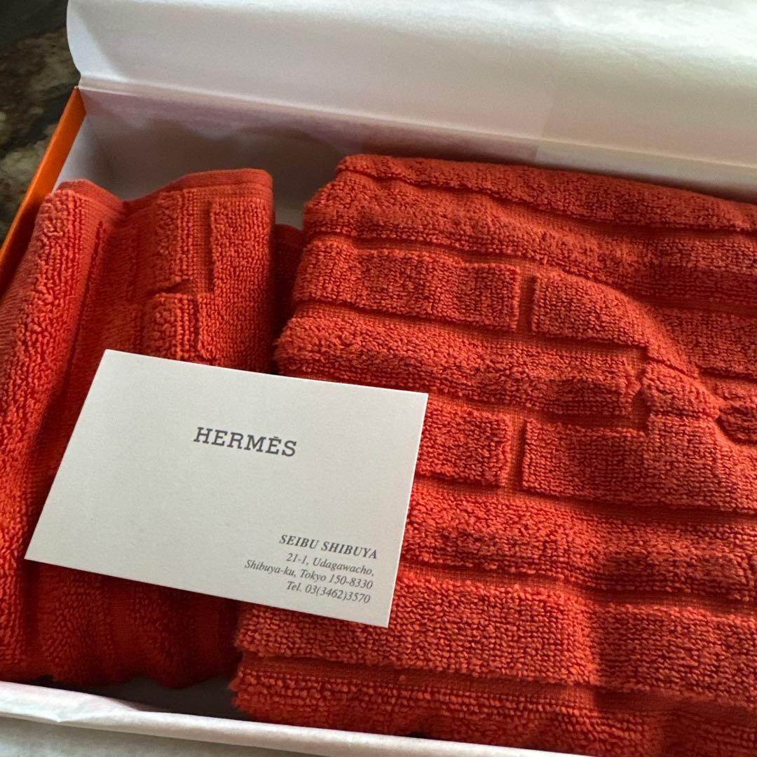 HERMES オレンジ・テラコッタ タオルセット