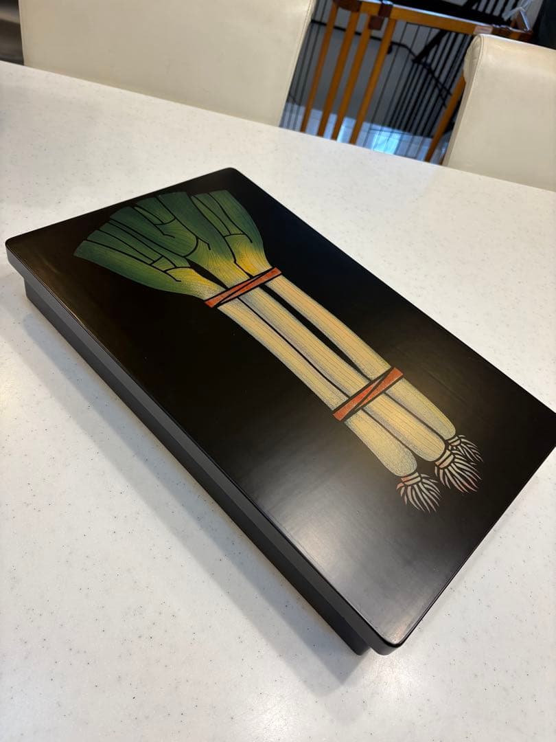 山本進也 野菜蒔絵 大型お重 一段 漆器 45cm 作家物