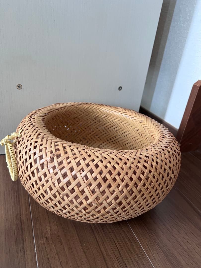 モンスイユ　ルイーズ フクロウぬいぐるみ＆竹籠　ふわふわ　ボア　グレー