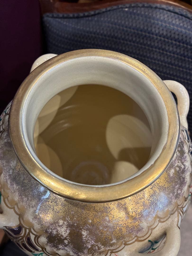 茶道具　飾り壺　茶壺　仁清写し　山川巌　京焼　共箱　網袋　紐付