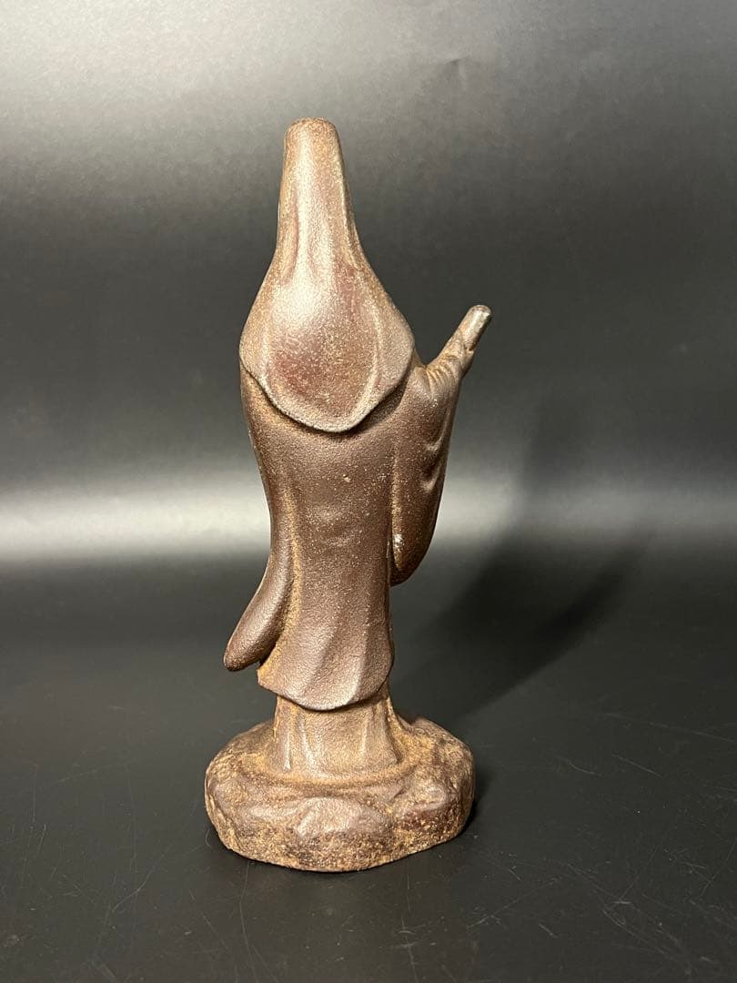 古い鉄製 観音菩薩立像／鋳鉄 仏像 在地信仰 古道具 ◎古美術庵々 アンティーク