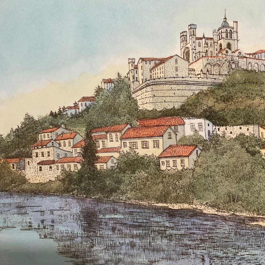 絵画・額縁・版画・織田義郎・新品未使用・銅版画+手彩色・美術品・インテリア・雑貨