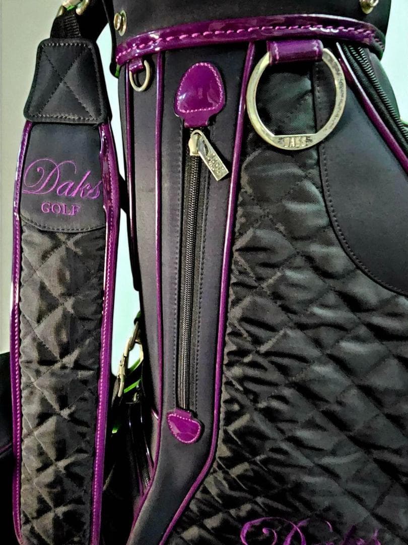 送料無料/超美品　超有名プランドDAKS ゴルフバッグ ブラック/パープル