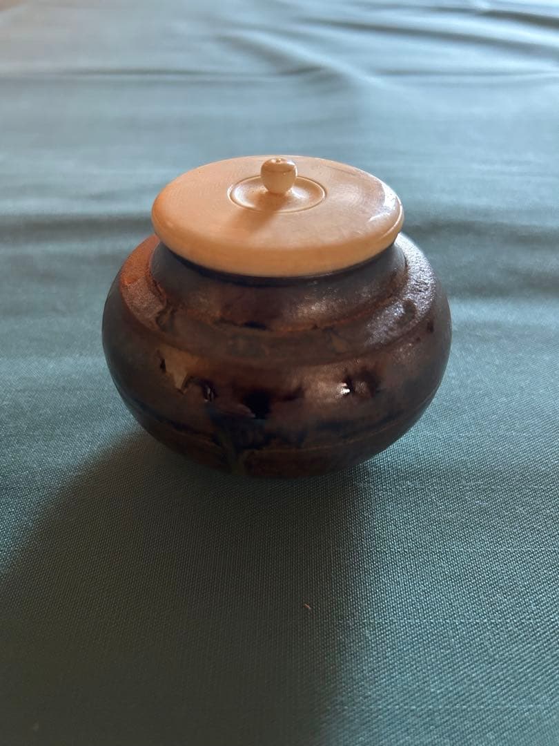 趙誠主（チョ・ソンジュ）作　茶道具 茶入 陶器 巾着袋 木箱入り
