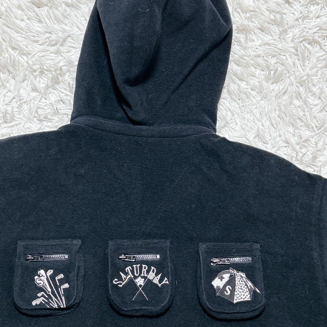 【2229】✨美品✨ フリースジャケット　ゴルフモチーフ　ロング　ポケット多数