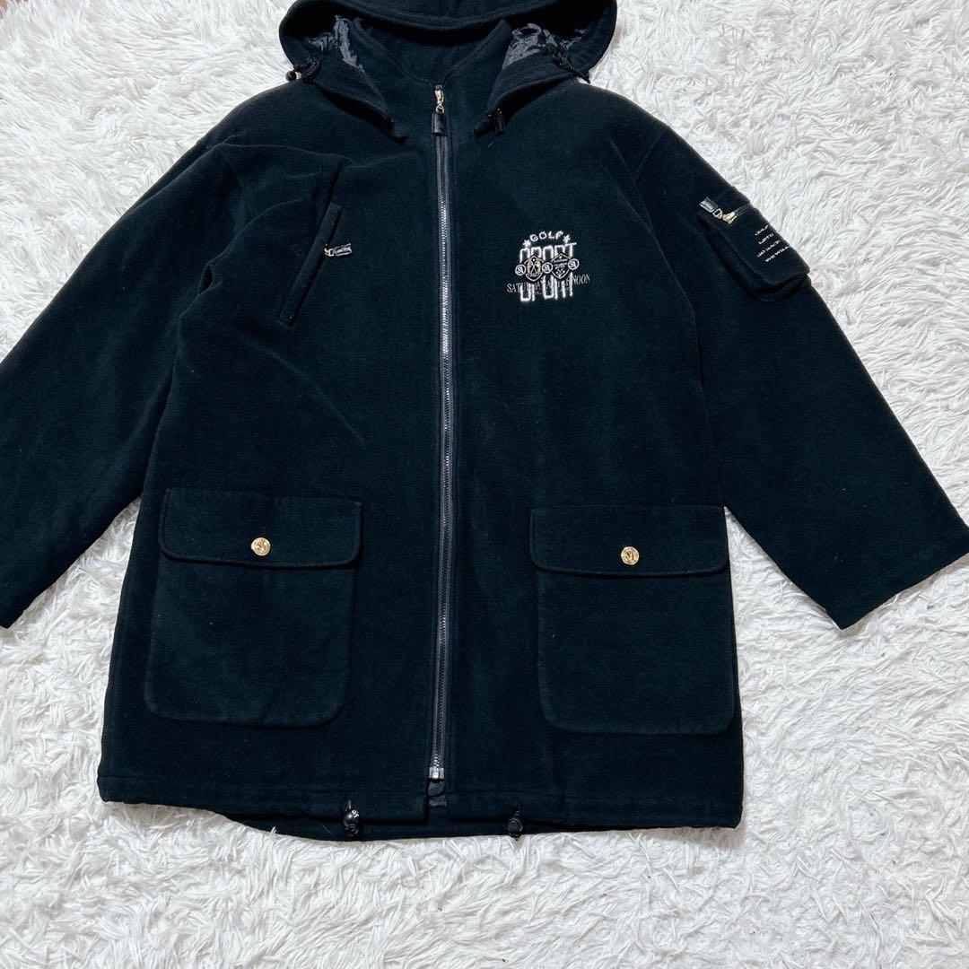 【2229】✨美品✨ フリースジャケット　ゴルフモチーフ　ロング　ポケット多数