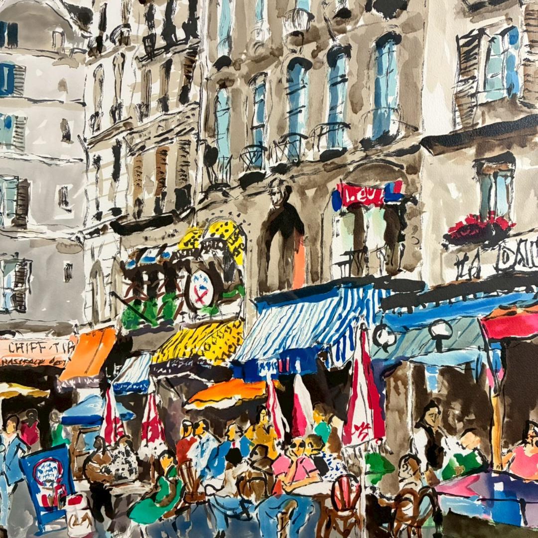 美品 児玉幸雄「カフェ・ドゥ・リュウ・セーヌ」リトグラフ 児玉純子直筆サイン有