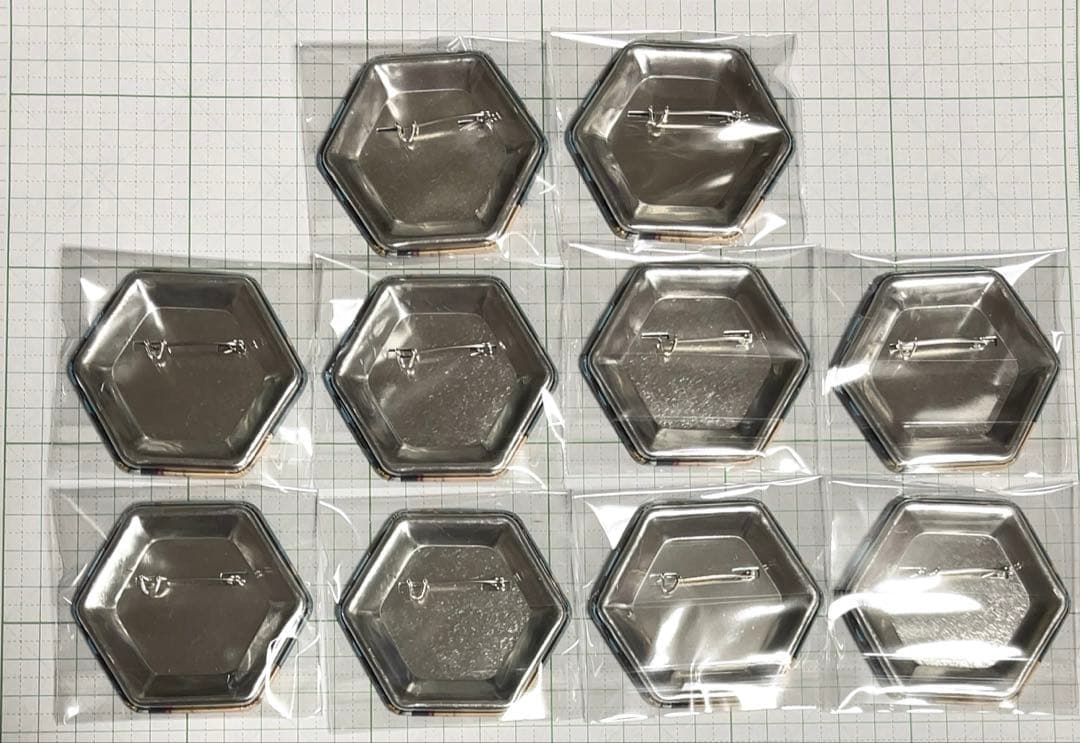 銀魂 一番カフェ 六角形 缶バッジ 坂田銀時　10点セット　まとめ売り