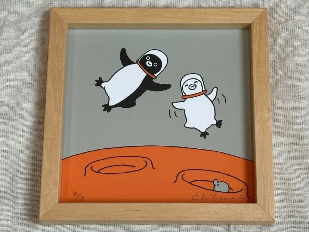 Suicaのペンギン シルクスクリーン 【アストロペンギン 浮遊】さかざきちはる