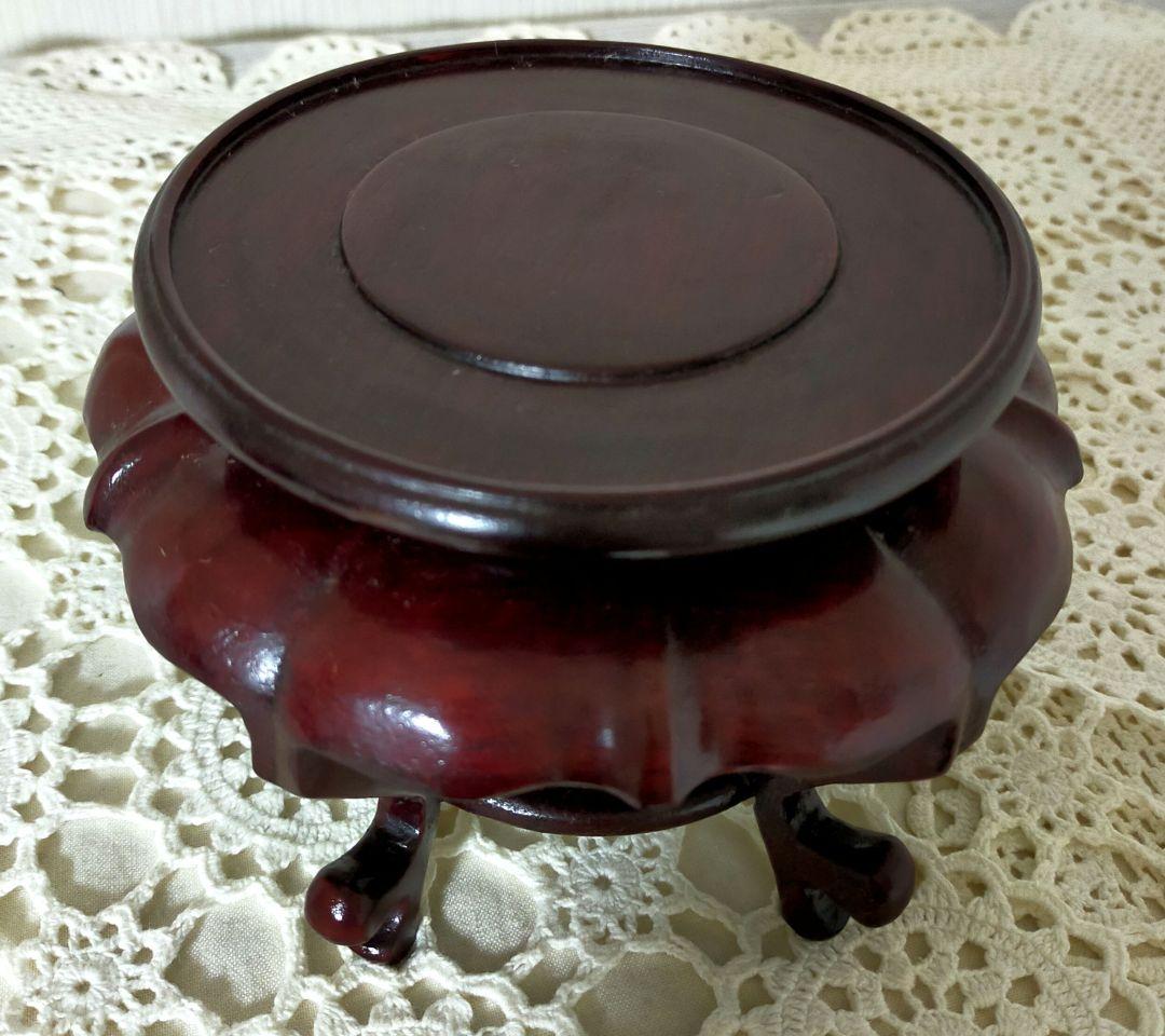 特価セール✨中国伝統工芸品　高級唐木紫檀　蓮花台座　花台　香炉台　訳あり