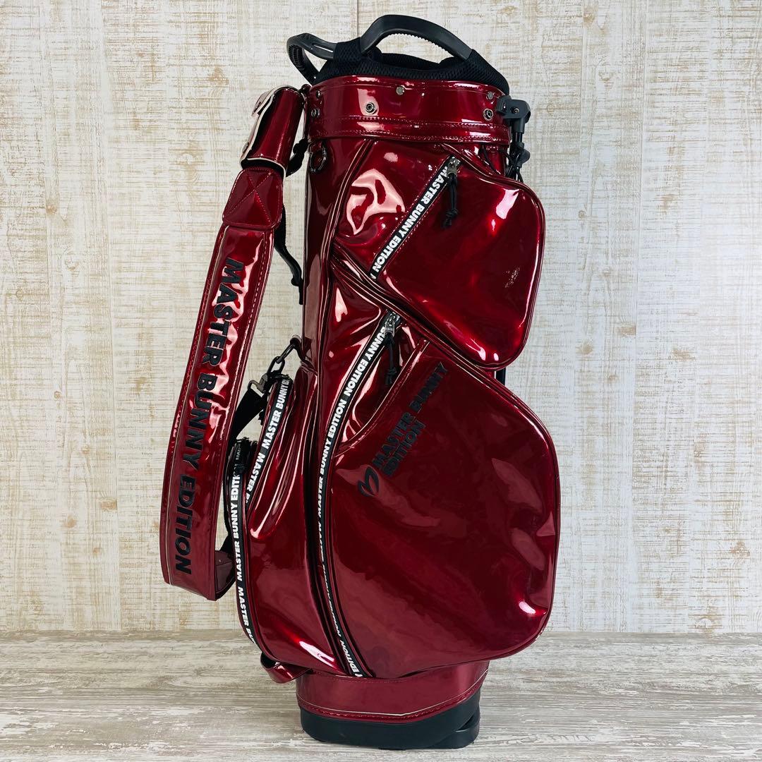 マスターバニーエディション　エナメル スタンド式 キャディバッグ ワインレッド