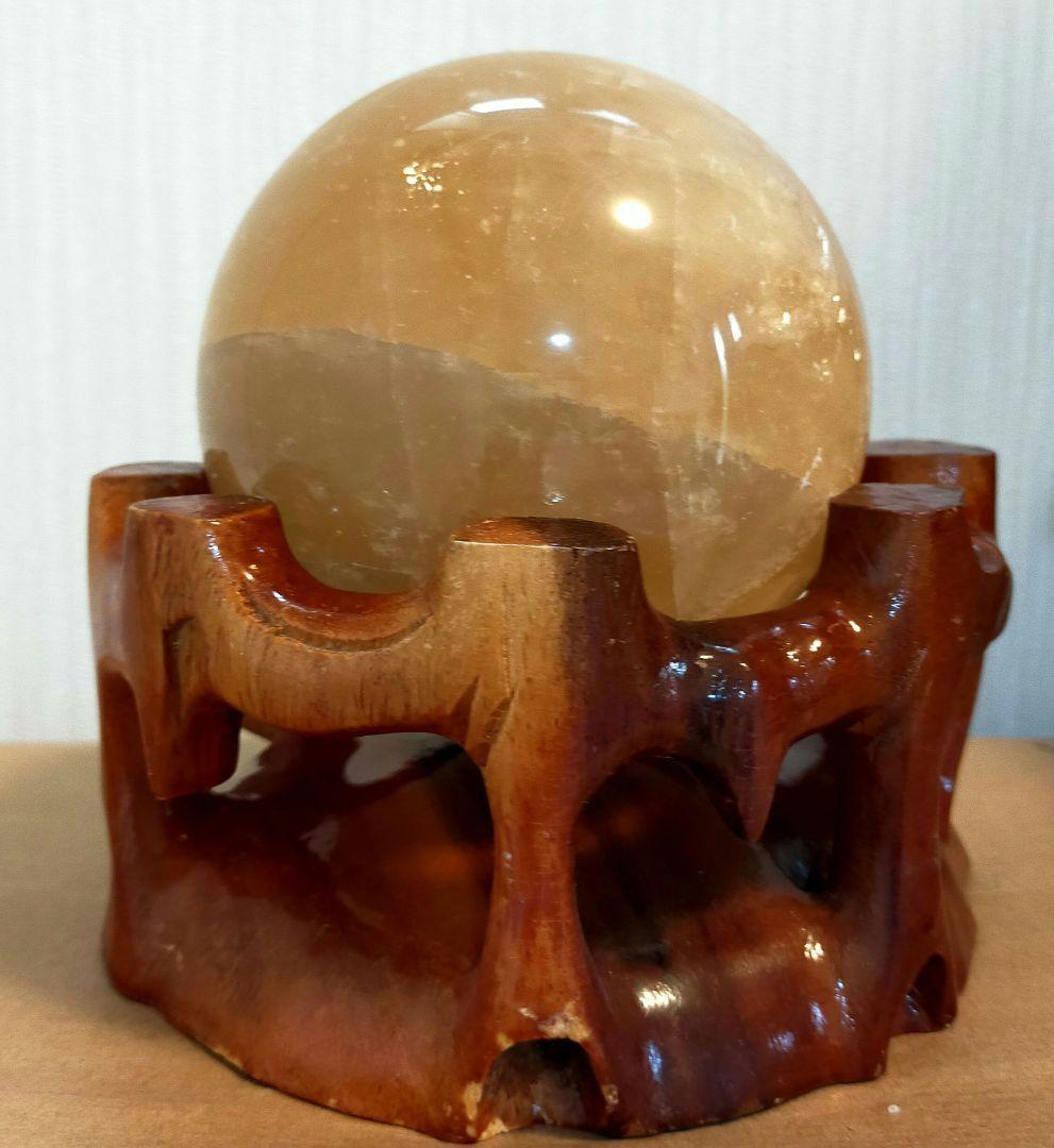 セール✨天然石　イエローカルサイト　超大✨丸玉　祈願　運気上昇縁起物　希少