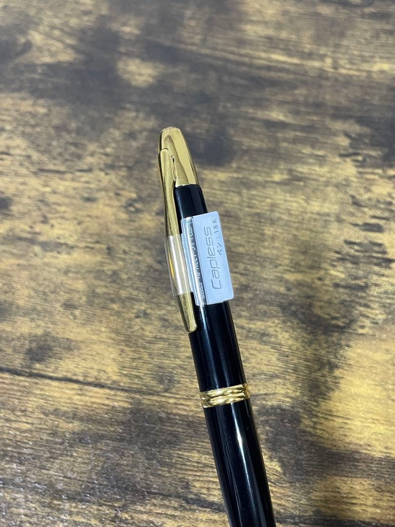 未使用に近い　シール付き　18金　ゴールド　中字　キャップレス　万年筆　備品付き