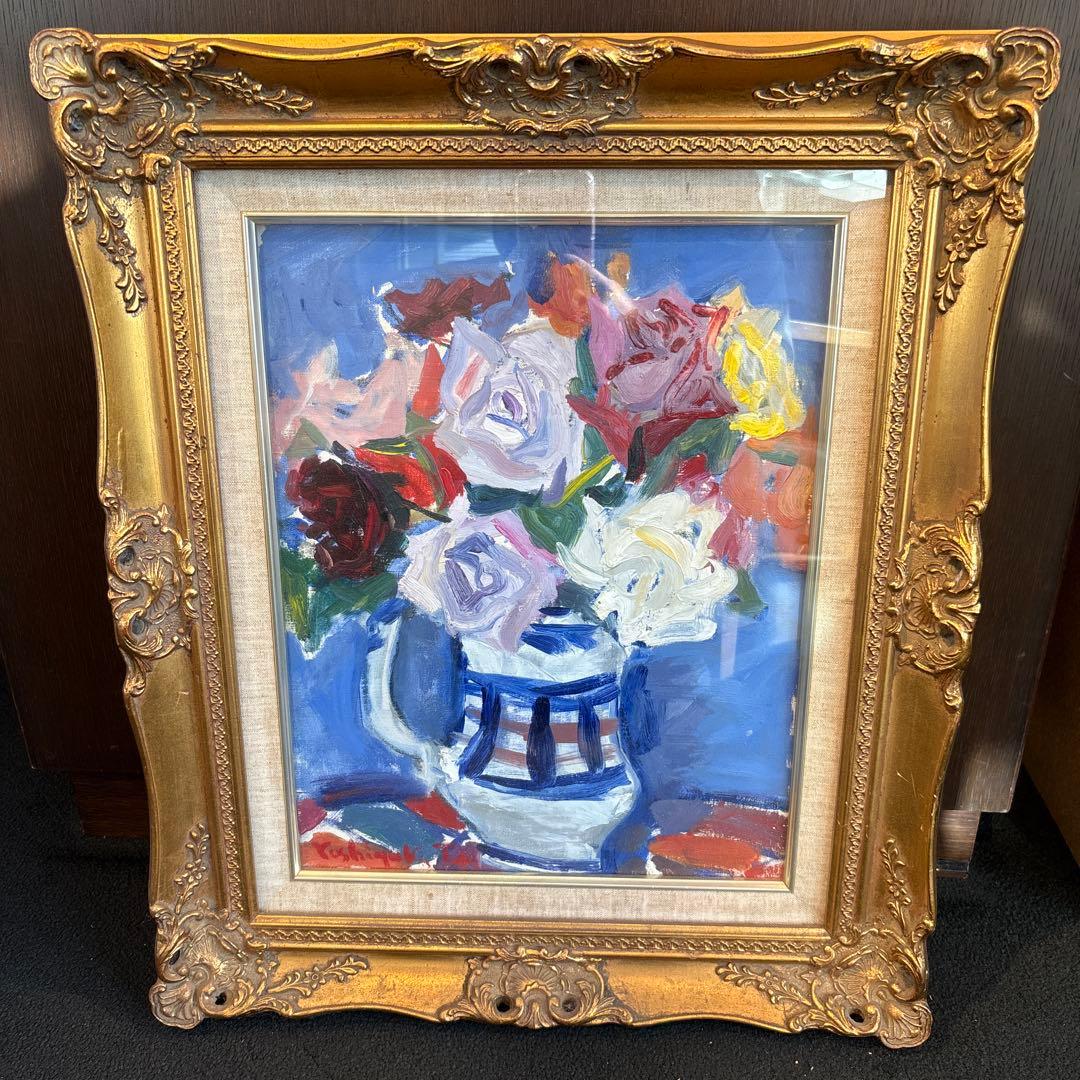 丹良行　『薔薇』 油絵　油彩画　6号　絵画