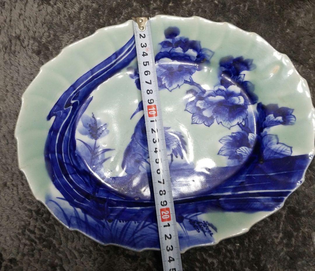 伊万里　明治時代　手書き染め付け陶印いりです