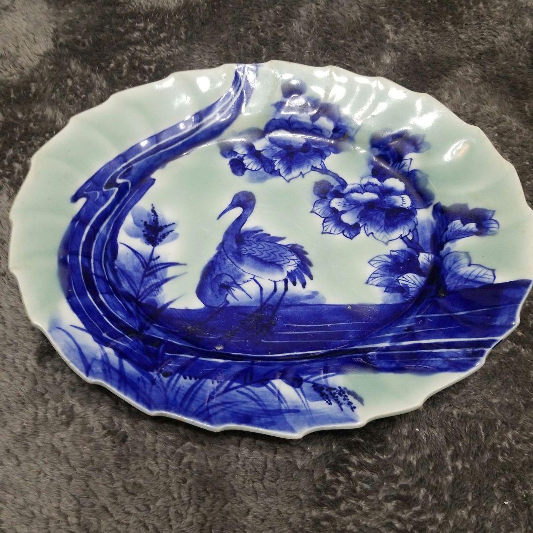 伊万里　明治時代　手書き染め付け陶印いりです