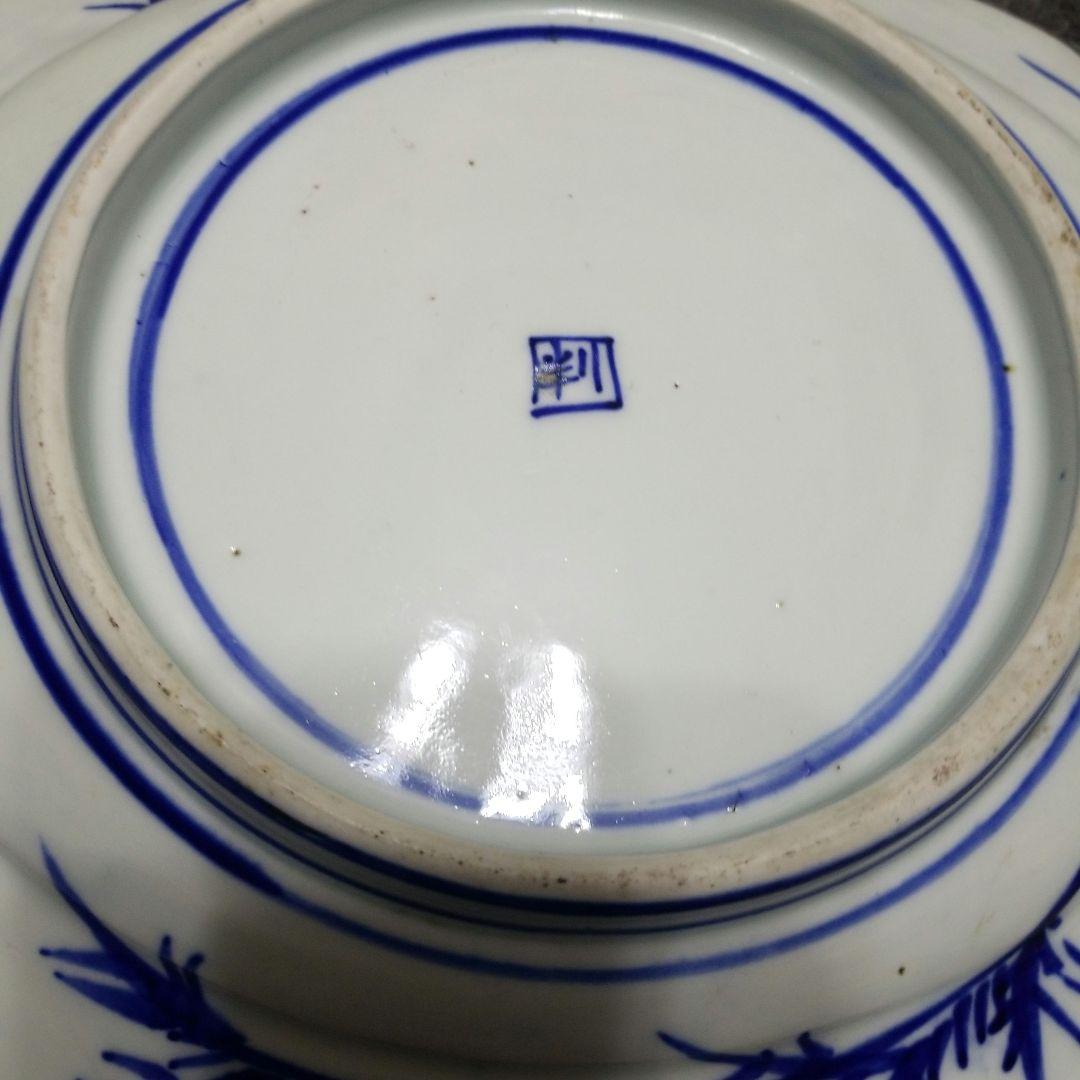 伊万里　明治時代　手書き染め付け陶印いりです