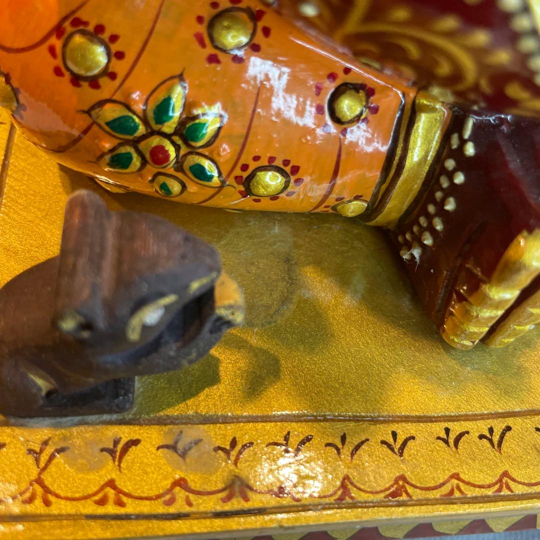 【呪物】ガネーシャ像 赤と金 約20cm インテリア置物