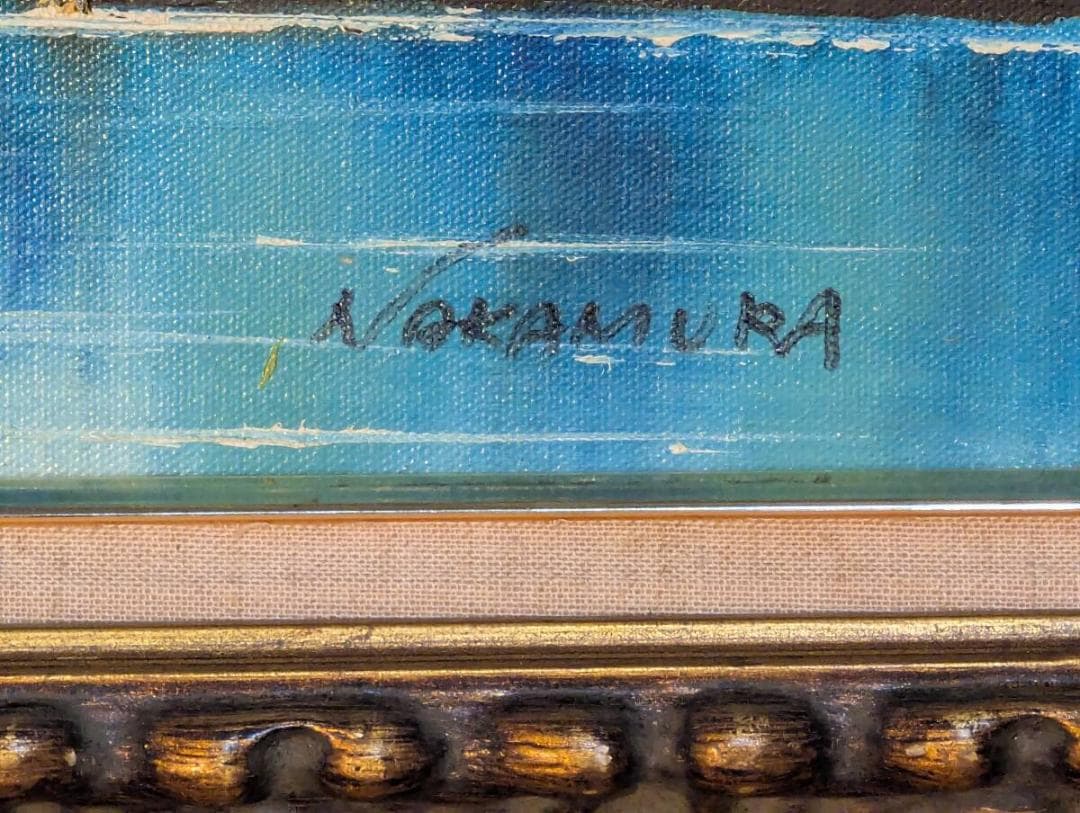 【真作】絵画　油彩　峡谷の清流　雄大な自然　迫力ある風景アート　Z28