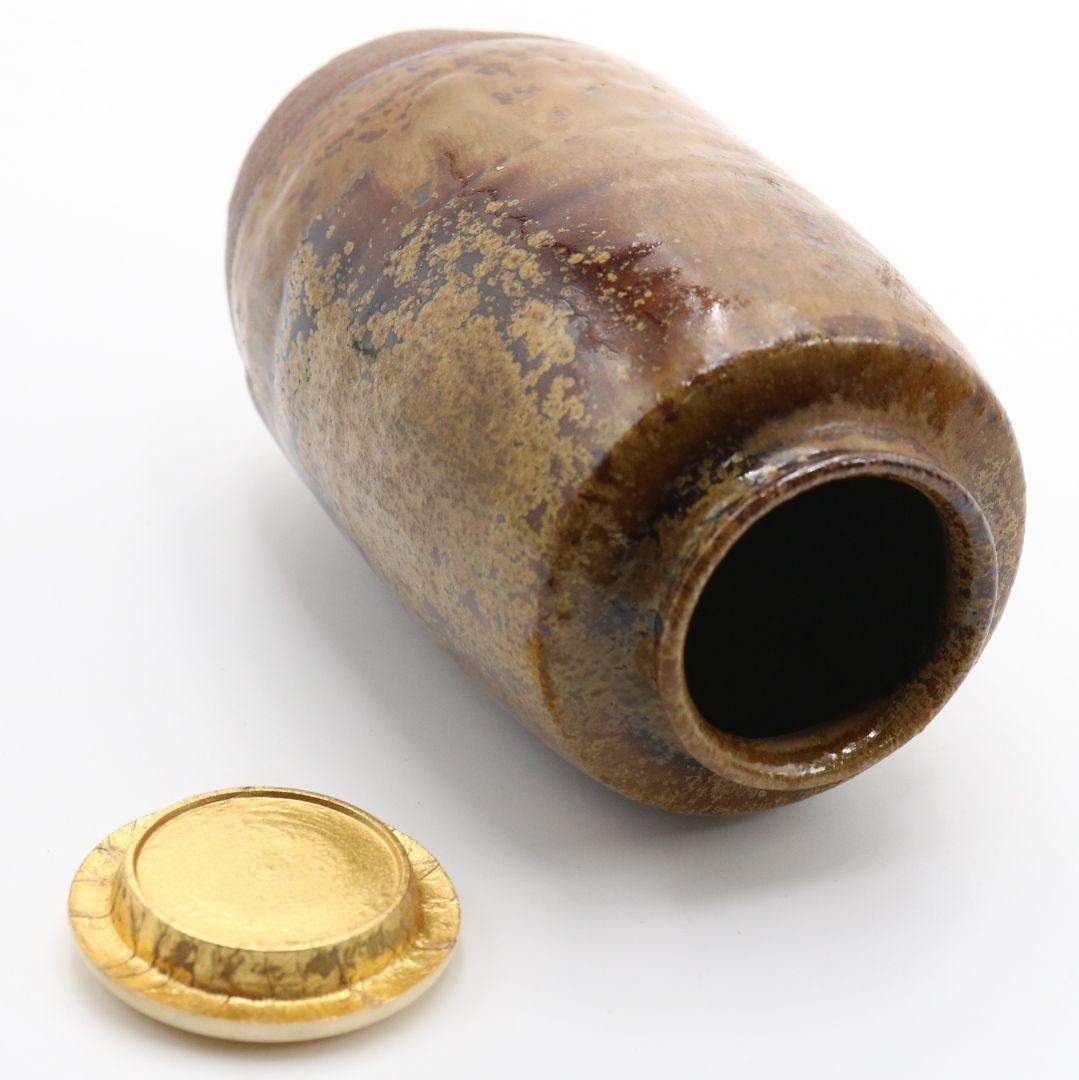 石田陶春作 丹波茶入 仕覆付 茶道具 共箱　C454　NT5