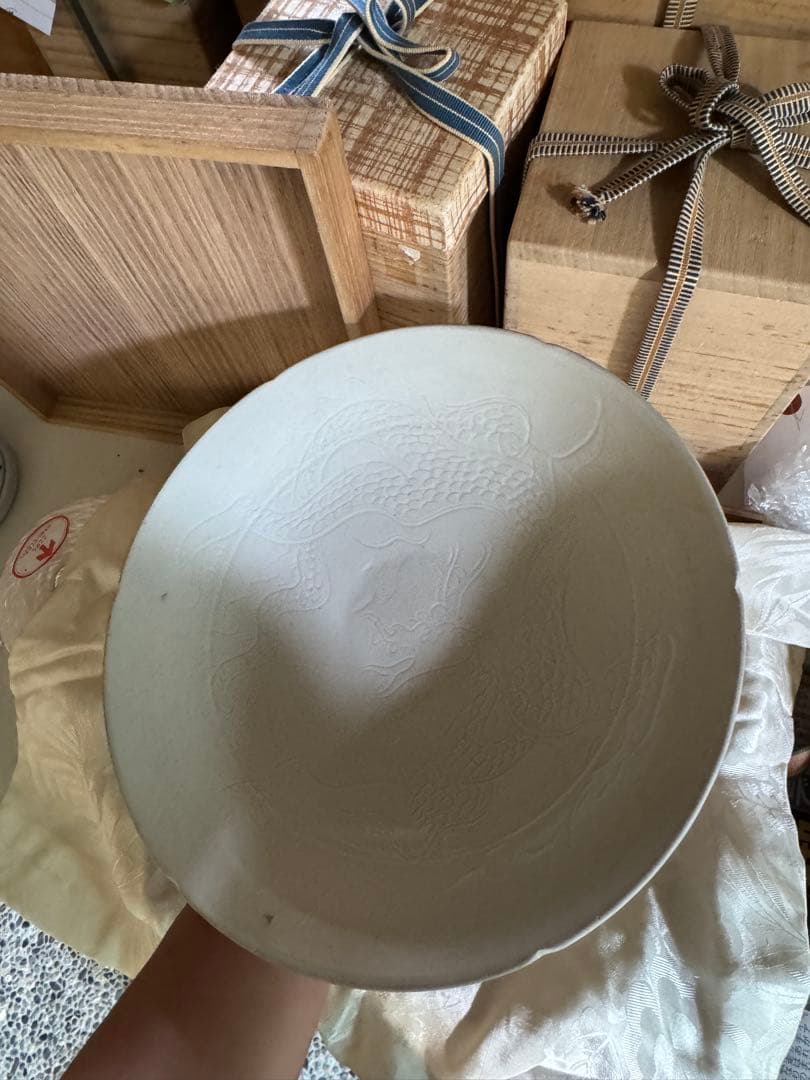 ‼️早速半額‼️リサイクルFORT‼️旧家から直送唐物③‼️中国の定窯龍文皿‼️状態極美品