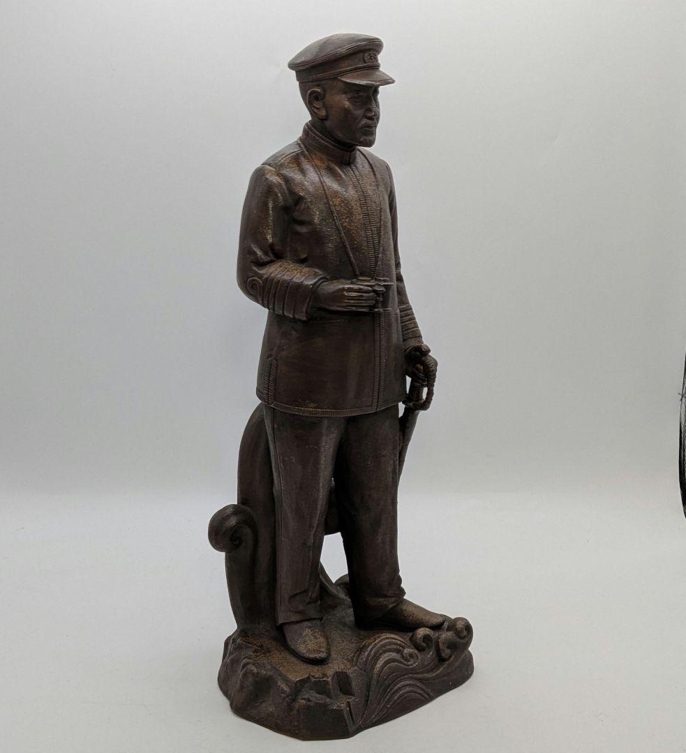 小西陶古 備前焼 東郷元帥像 置物 東郷平八郎 陶像 細工物 陶器人形 日露戦争