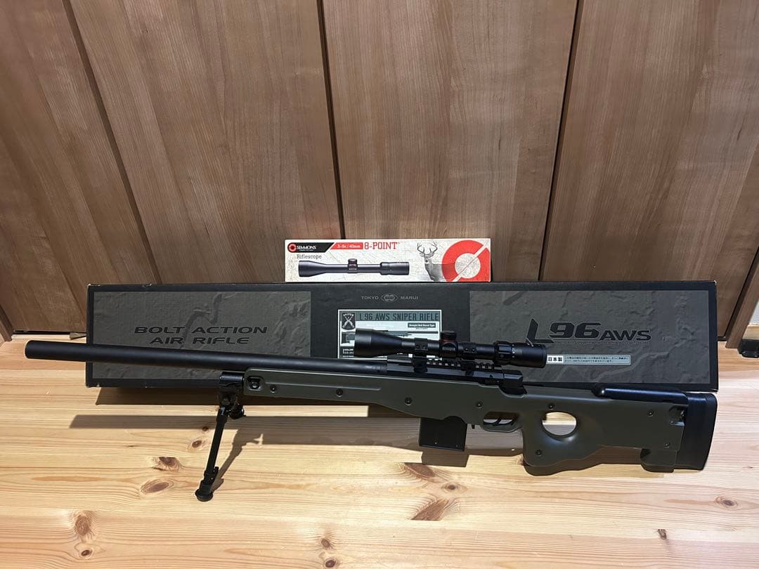 東京マルイ L96 AWS ODストック 実銃用ライフルスコープ+バイポッド