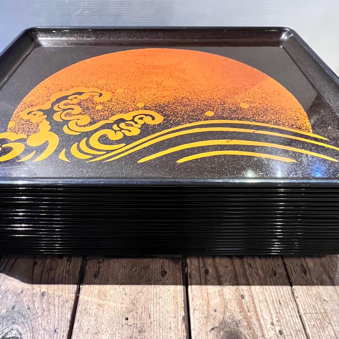 ①波　太陽　月　黒盆　和風　20枚　おまとめ　懐石　旅館　昭和レトロ