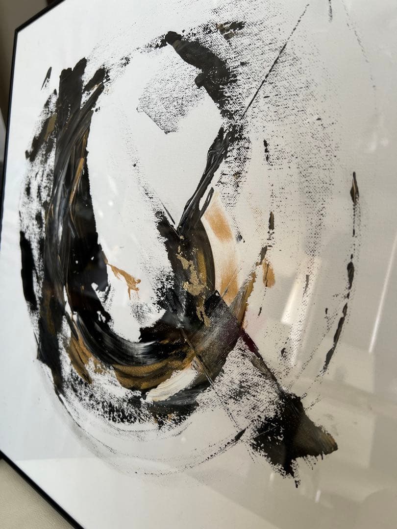 原画/額装済み/和風/禅/絵画/アート/抽象画/モダン/ホテル/黒/ゴールド