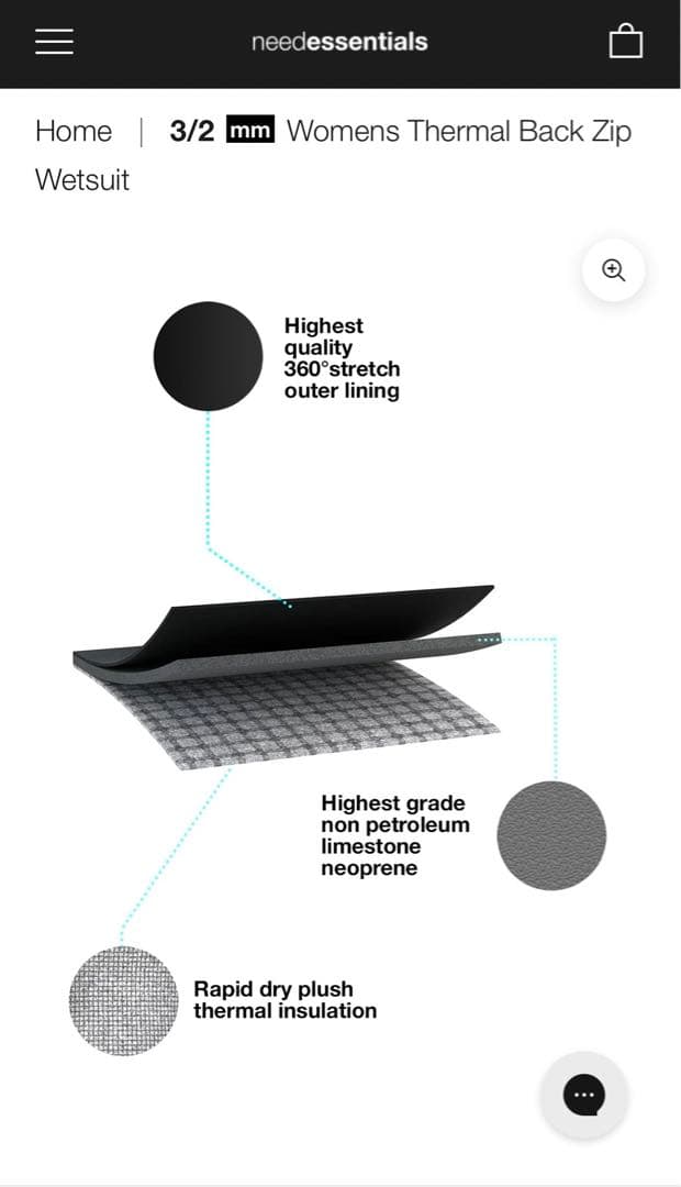 Need essencials 3/2mm ジップウェットスーツ黒レディース8