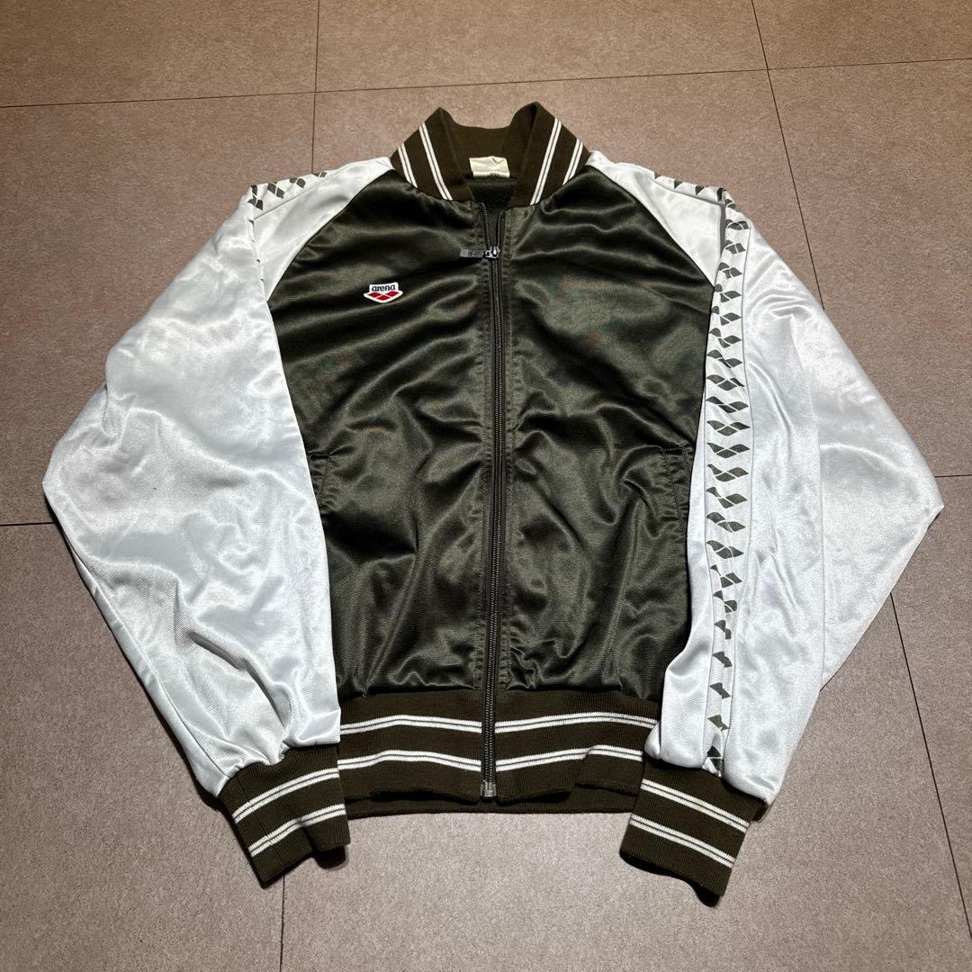 Arena 上下セットアップ　ジャージ　カーキ　白　ビンテージ 90s S
