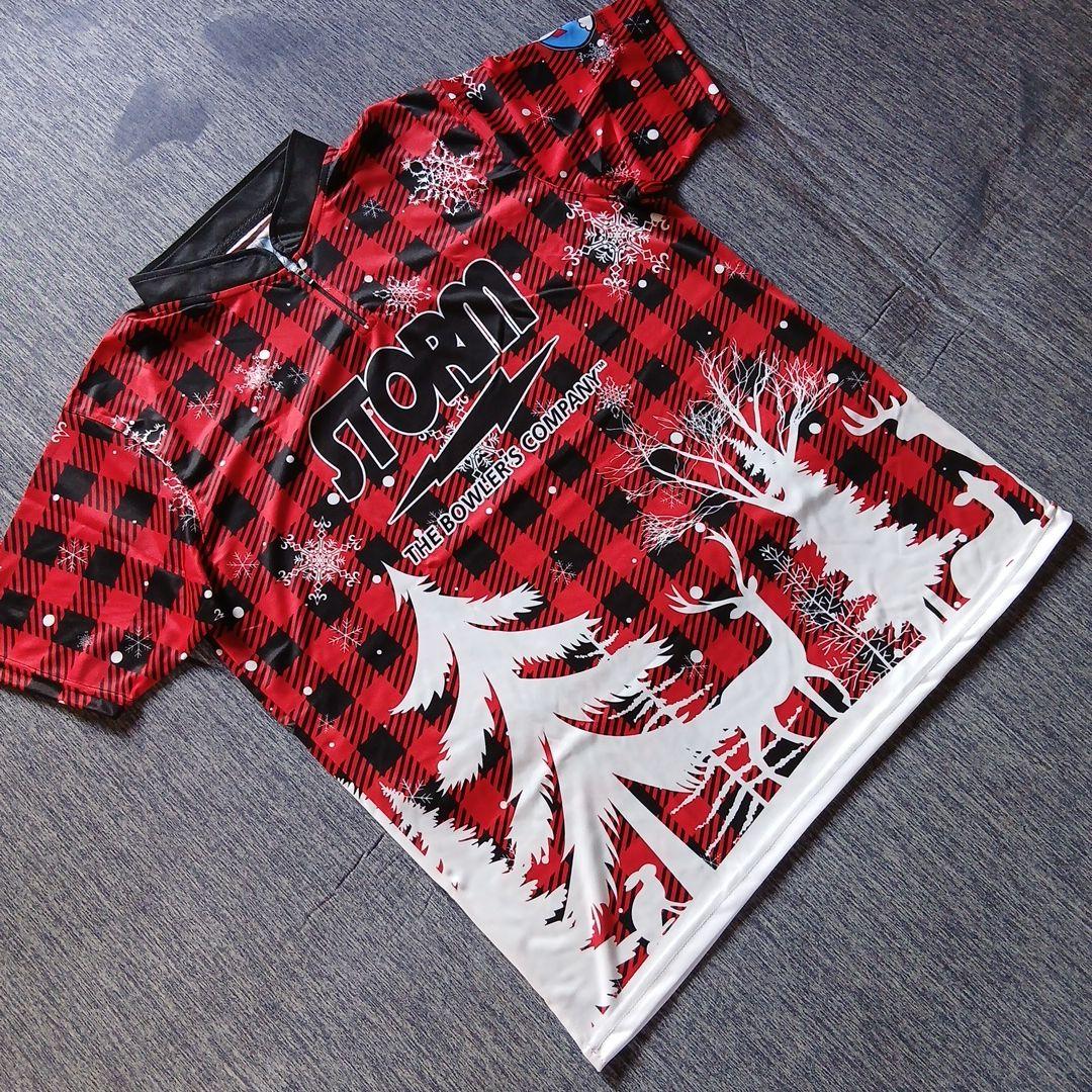 ✨新品✨ボウリングウェア　サイズXL　ストーム　レッド　トナカイ　雪　チェック