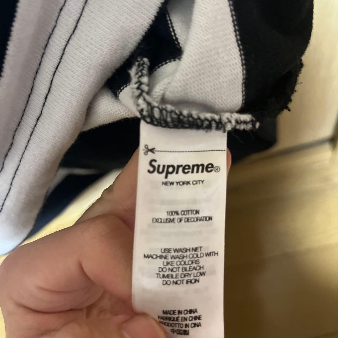 早く売りたいので安くします美品Supreme ラガ シャツL黒/白 ストライプ
