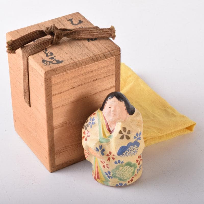 茶道具　竹斎造　色絵　乙御前香合　共布共箱　V　7476