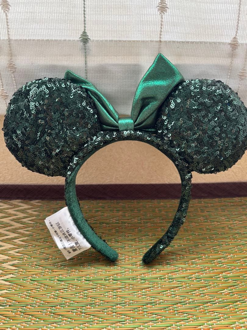 緑色スパンコールミッキー耳カチューシャ