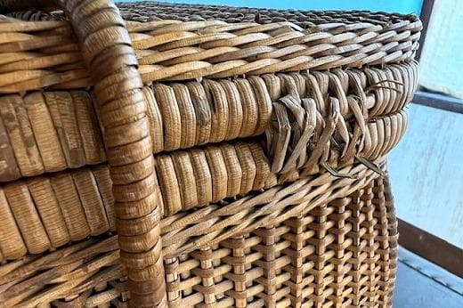 品番　z-0697 籐カゴ　アンティーク　レトロ　ピクニックバック　小物入れ収納