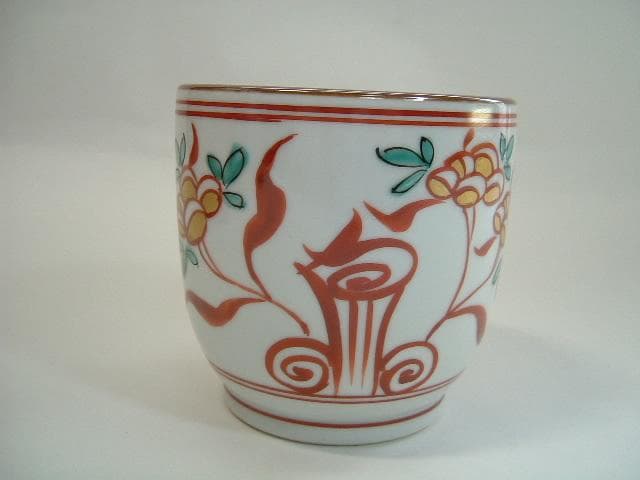 火入■赤絵 火入れ 平安 景雲 花絵 手あぶり 共箱 灰付き 京焼 骨董品■