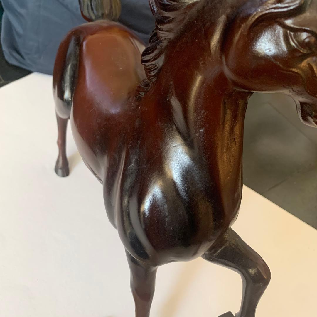環水作　「若駒」　馬　駿馬　大きめ　高岡銅器　アンティーク　ダークブラウン　置物