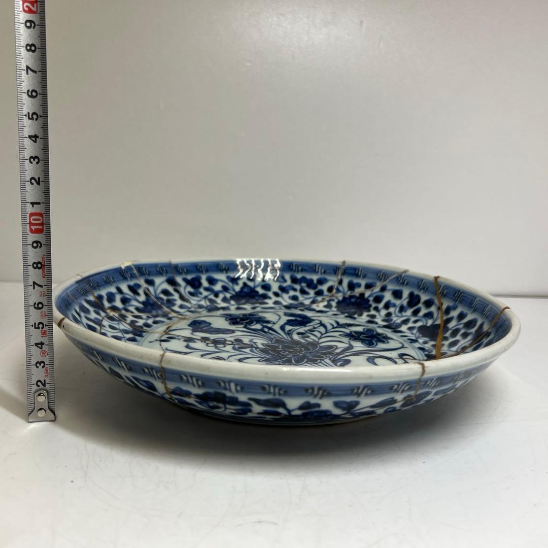 中国元から明時代　元古染付　大皿　幅約28㎝　東さ8-0120③