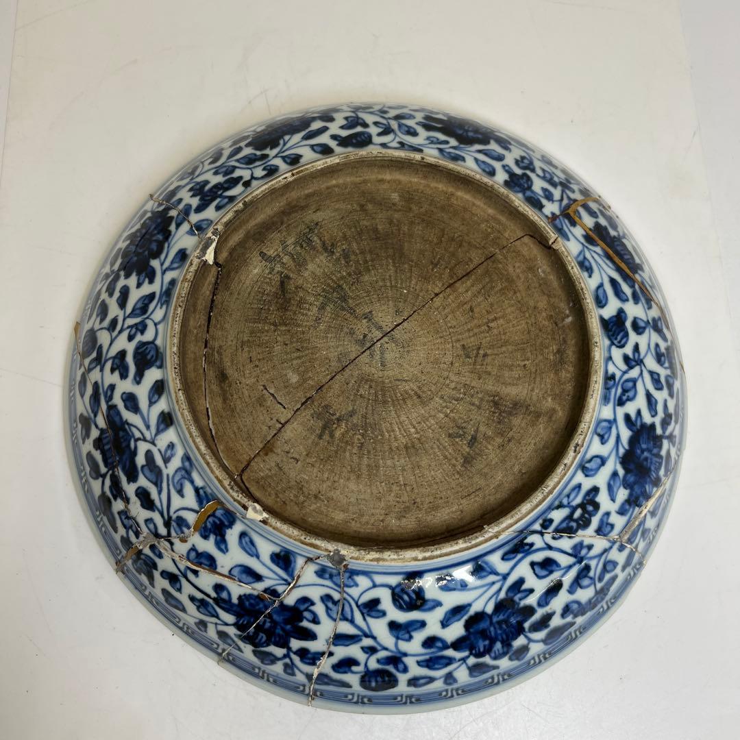 中国元から明時代　元古染付　大皿　幅約28㎝　東さ8-0120③