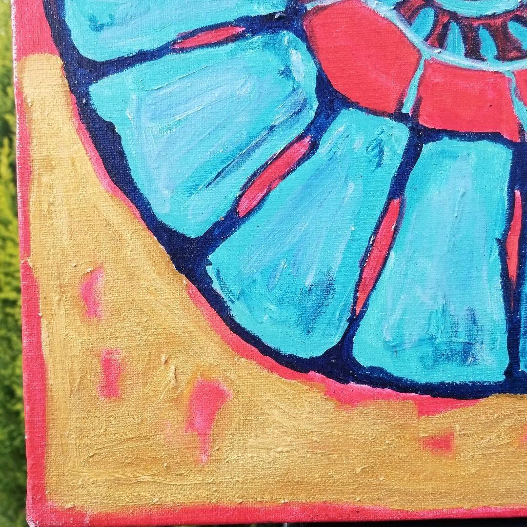 油絵　大きなあたまの植物　ユニークモダンアート 現代アート　大きめキャンバス