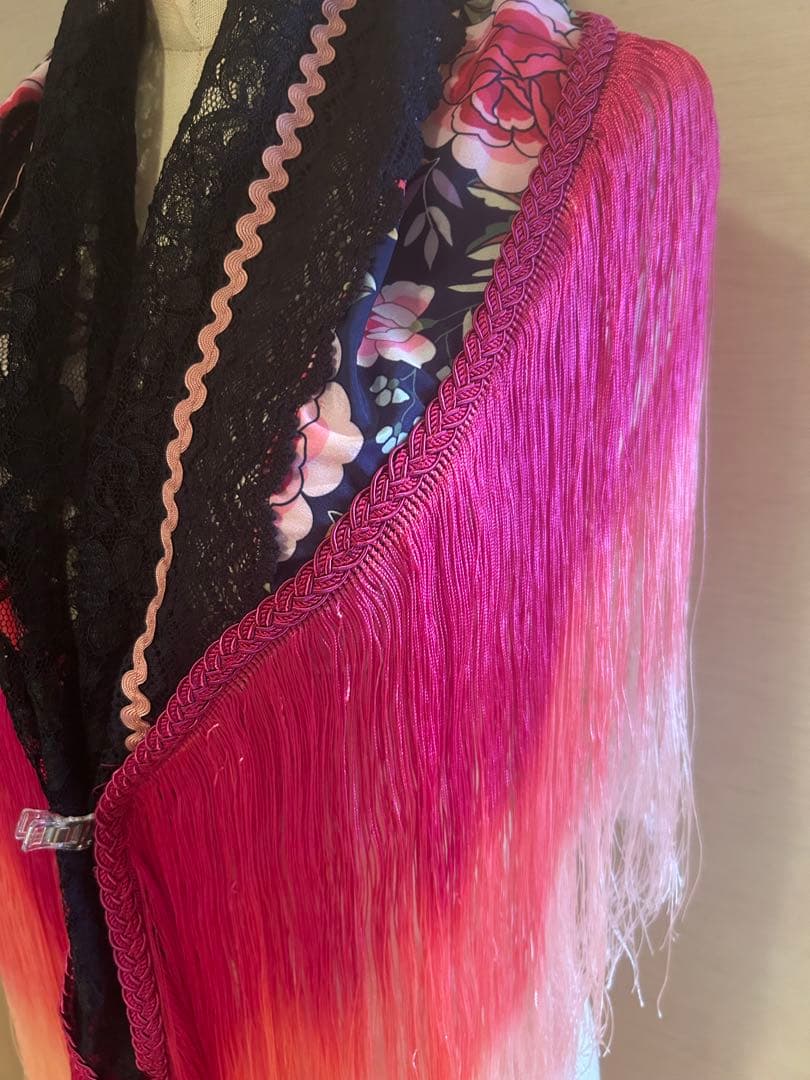 新作:グラデーションプリントフラメンコ衣装シージョ　ネイビー×ピンク