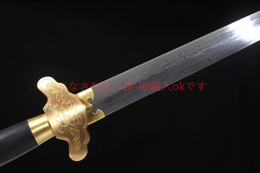 手包み銅牡丹剣純銅刻花百錬模様鋼  古兵器 武具 刀装具 日本刀 模造刀