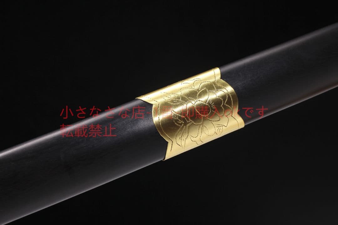 手包み銅牡丹剣純銅刻花百錬模様鋼  古兵器 武具 刀装具 日本刀 模造刀