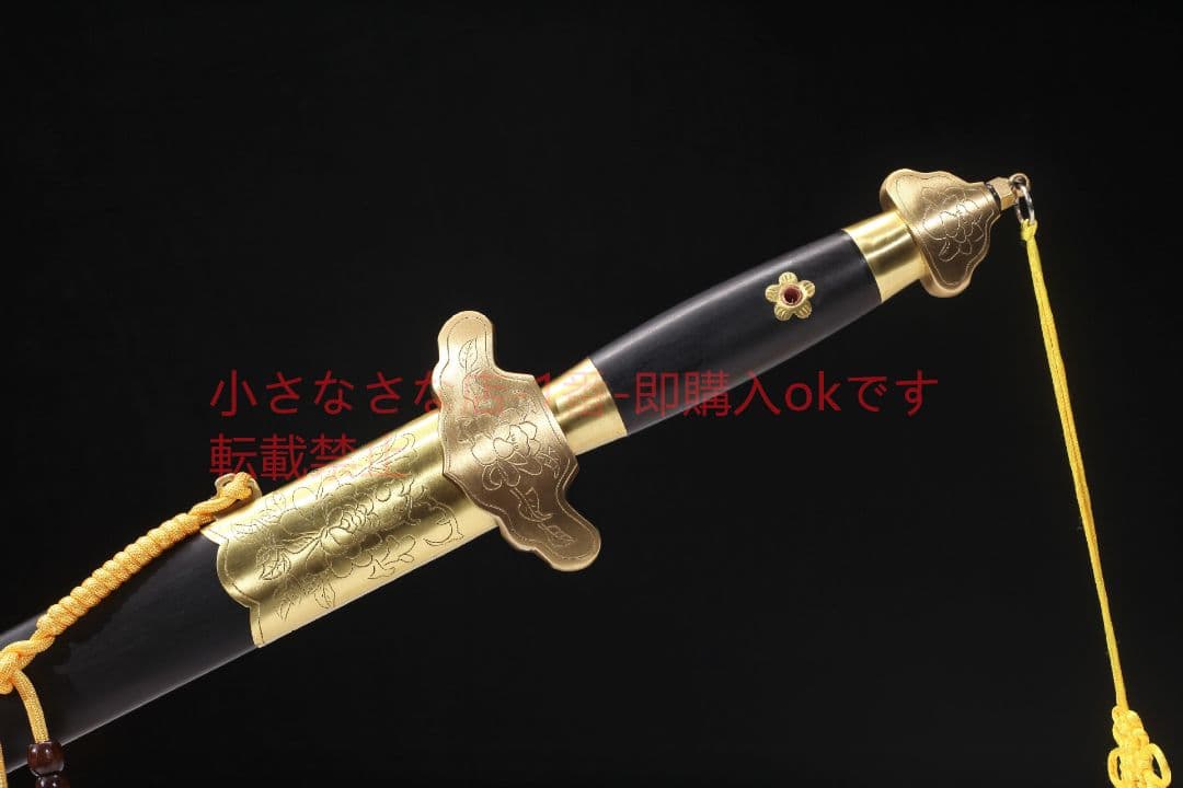 手包み銅牡丹剣純銅刻花百錬模様鋼  古兵器 武具 刀装具 日本刀 模造刀