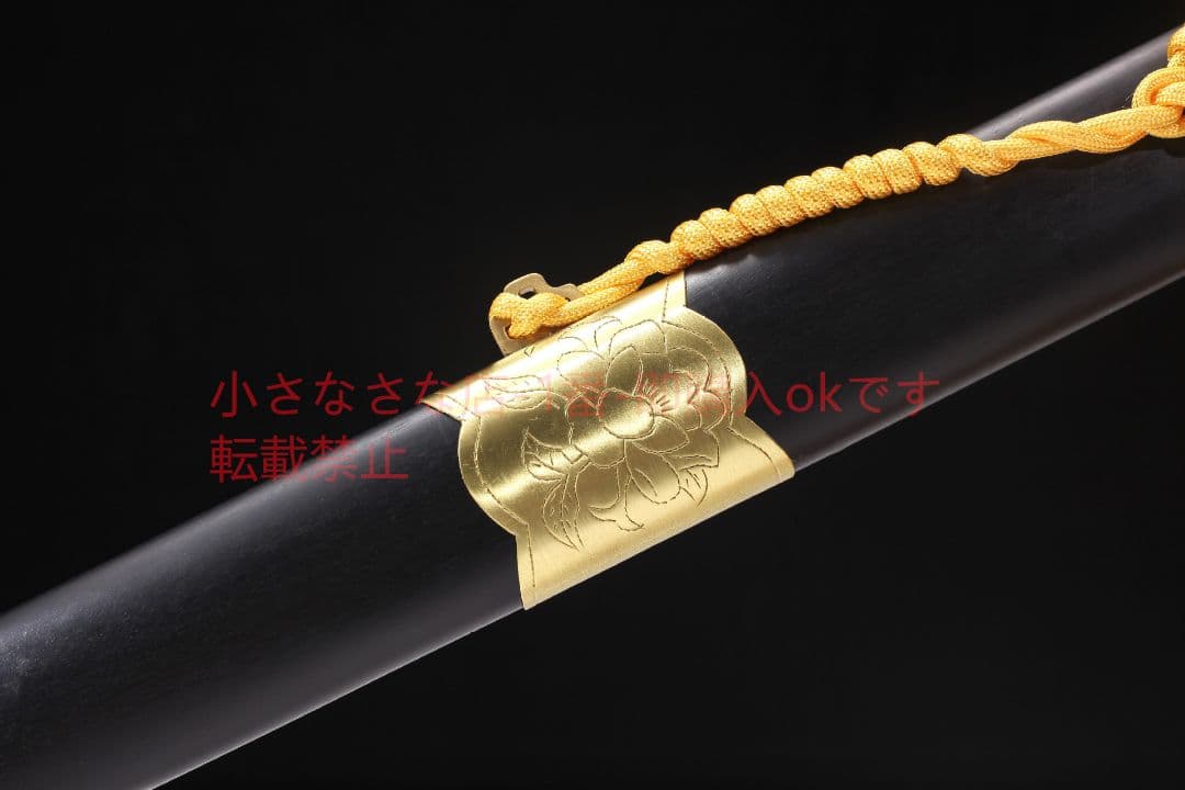 手包み銅牡丹剣純銅刻花百錬模様鋼  古兵器 武具 刀装具 日本刀 模造刀