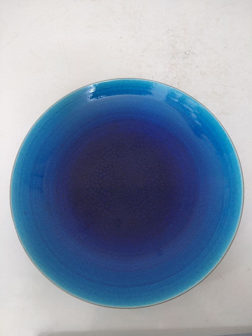 ま*つ様 木村芳郎 碧釉皿 共箱 共布 陶歴