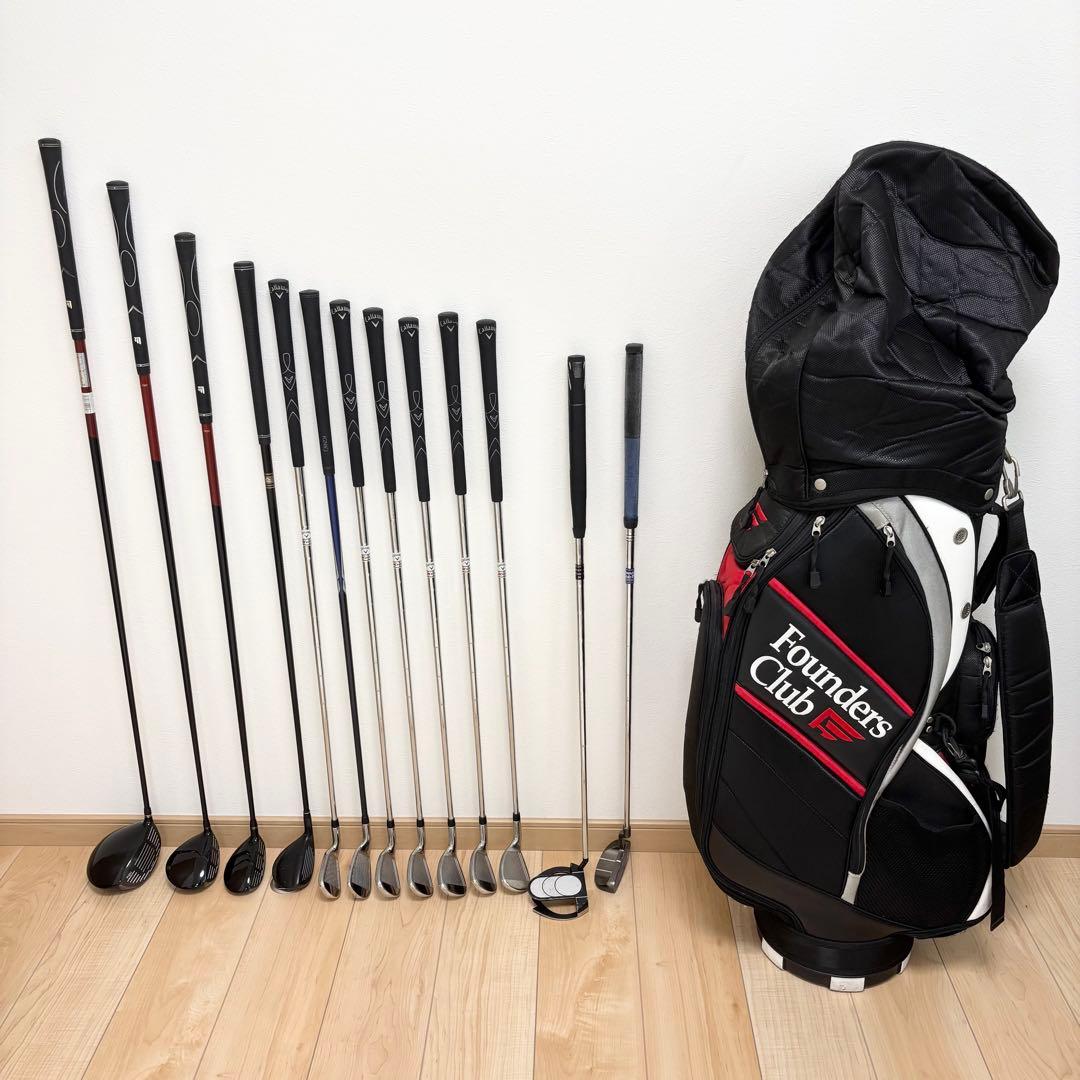 founders clubメンズゴルフクラブ 13本セット　キャディバッグ